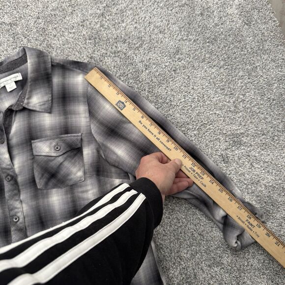 Christopher & Banks Top Womens Medium Plaid Roll-tab Sleeves Cottagecore Coastal - Picture 7 of 11